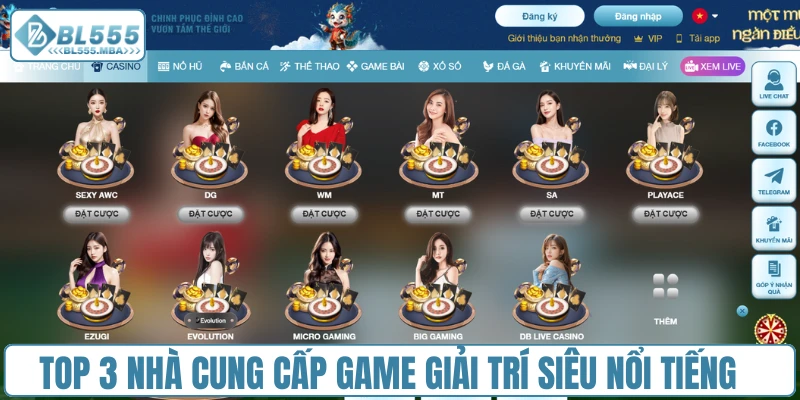 Top 3 nhà cung cấp game giải trí siêu nổi tiếng